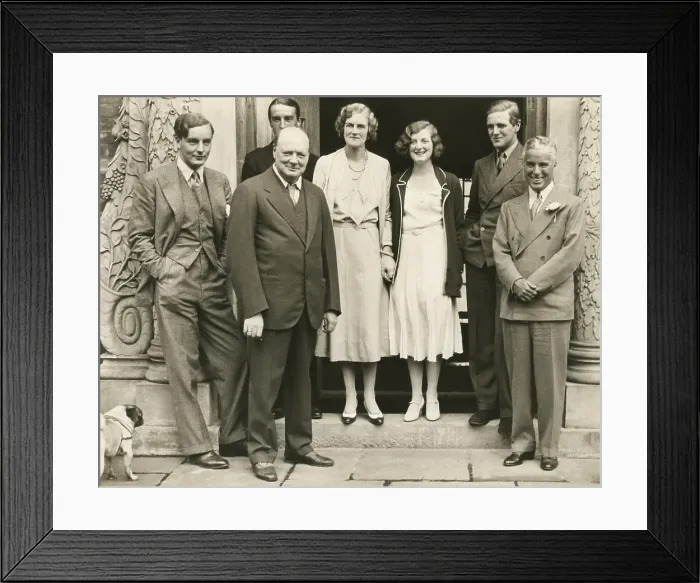 Framed Print : Charlie Chaplin with Winston Churchill and his family at Chartwell Manor Framed Print : Charlie Chaplin with Winston Churchill and his family at Chartwell Manor