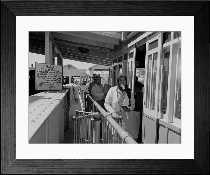 Framed Print : Mexicans entering the United States at the immigration station at El Paso, Texas. Mexicans routinely crossed the Rio Grande to work, shop, and sometimes to stay Framed Print : Mexicans entering the United States at the immigration station at El Paso, Texas. Mexicans routinely crossed the Rio Grande to work, shop, and sometimes to stay