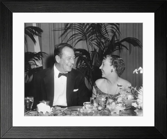 Framed Print : First Lady Mamie Eisenhower and actor John Wayne at political dinner. June 8, 1959. - (BSLOC_2014_14_45)