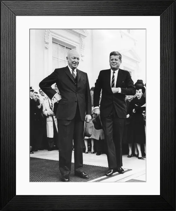 Framed Print : President Dwight Eisenhower and President-elect John Kennedy before their transition meeting. Dec. 6, 1960. - (BSLOC_2014_14_49)
