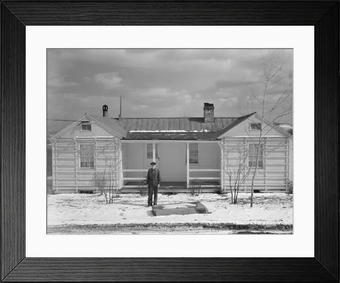 Framed Print : Homesteader at Arthurdale, New Deal Resettlement project, Reedsville, West Virginia, Feb. 1937. Many residents were selected from unemployed miners of Scott's Run