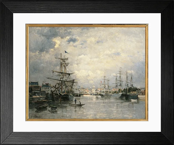 Framed Print : The Port of Caen, by Unknown Artist, 1859 about, 19th Century, oil on canvas, cm 72, 5 x 91, 5 - France, Ile de France, Paris, Muse dOrsay, RF1938-5. All