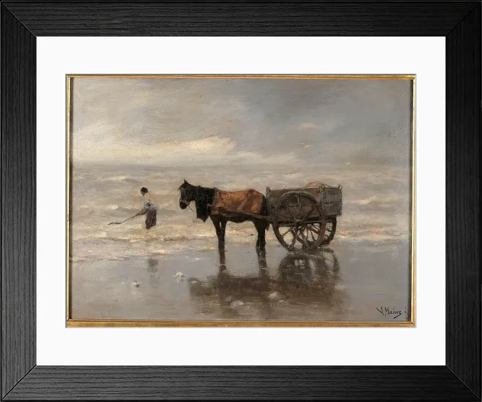 Framed Print : The Cart on the Beach, by Unknown Artist, 19th Century, oil on canvas, cm 51 x 71 - France, Ile de France, Paris, Muse dOrsay, RF2552. All