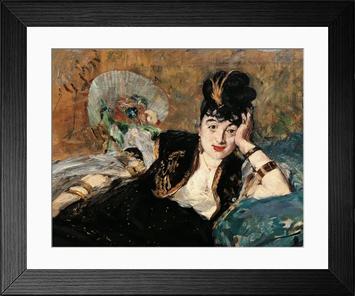 Framed Print : Woman with Fans (Nina de Callias), by Edouard Manet, 1873 - 1874 about, 19th Century, oil on canvas, cm 113, 5 x 166, 5 - France, Ile de France, Paris, Muse dOrsay, RF2850. Detail