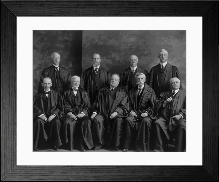 Framed Print : U.S. Supreme Court, ca. 1912-14. Chief Justice Edward White is at front row center. Front, L-R: William Day, Joseph McKenna, Edward White, Oliver Holmes, Horace Lurton