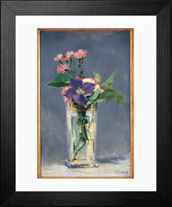 Framed Print : Carnations and Clematis in a Crystal Vase, by Edouard Manet, 1882 about, 19th Century, oil on canvas, cm 56 x 35, 5 - France, Ile de France, Paris, Muse dOrsay, MNR631. All Framed Print : Carnations and Clematis in a Crystal Vase, by Edouard Manet, 1882 about, 19th Century, oil on canvas, cm 56 x 35, 5 - France, Ile de France, Paris, Muse dOrsay, MNR631. All