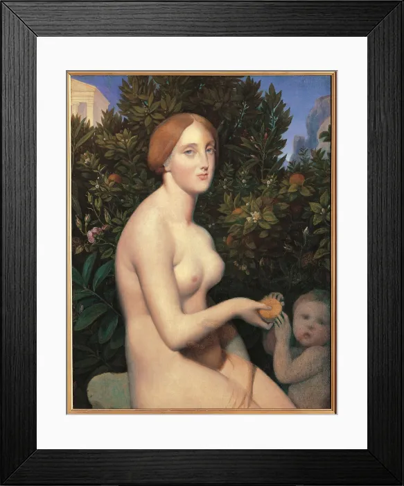 Framed Print : Venus, by Unknown Artist, 1852 - 1853, 19th Century, oil on canvas, cm 91, 5 x 70, 5 - France, Ile de France, Paris, Muse dOrsay, RF1981-39. All. Venus fruit putto bush nude Framed Print : Venus, by Unknown Artist, 1852 - 1853, 19th Century, oil on canvas, cm 91, 5 x 70, 5 - France, Ile de France, Paris, Muse dOrsay, RF1981-39. All. Venus fruit putto bush nude