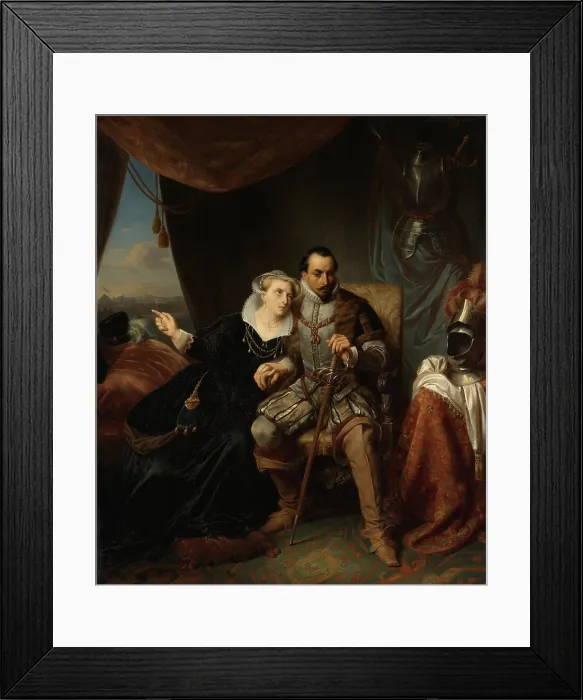 Framed Print : Magdalena Moons Begs her Fianc Francisco Valdez to Postpone the Storming of Leiden another night, 1574, Simon Opzoomer, 1840-60, Dutch painting, oil on panel Framed Print : Magdalena Moons Begs her Fianc Francisco Valdez to Postpone the Storming of Leiden another night, 1574, Simon Opzoomer, 1840-60, Dutch painting, oil on panel