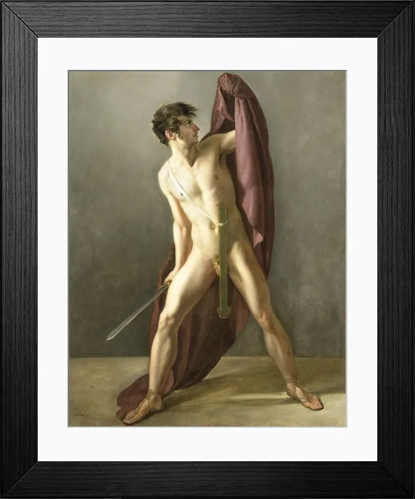 Framed Print : Warrior with Drawn Sword, Joannes Echarius Carolus Alberti, 1808, Dutch painting, oil on canvas. Nude warrior with sword drawn (BSLOC_2016_2_202) Framed Print : Warrior with Drawn Sword, Joannes Echarius Carolus Alberti, 1808, Dutch painting, oil on canvas. Nude warrior with sword drawn (BSLOC_2016_2_202)