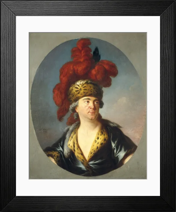Framed Print : LENOIR, Simon Bernard (1729-1791). Lekain starring Genghis Khan in 'Orphelin de la Chine. Rococo. Oil on canvas. FRANCE. Paris. Musee Carnavalet (Carnavalet Museum)