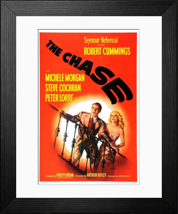 Framed Print : THE CHASE, US poster, Robert Cummings, Michele Morgan, 1946