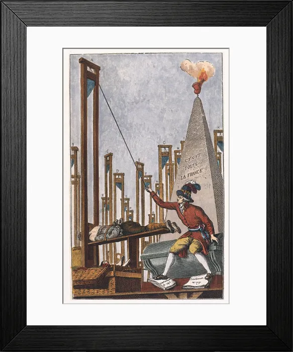 Framed Print : Robespierre Guillotining the Executioner Having Guillotined All the French People. Engraving. - J. Bedmar / Iberfoto / Everett Collection (346998)**US SALES ONLY** Framed Print : Robespierre Guillotining the Executioner Having Guillotined All the French People. Engraving. - J. Bedmar / Iberfoto / Everett Collection (346998)**US SALES ONLY**
