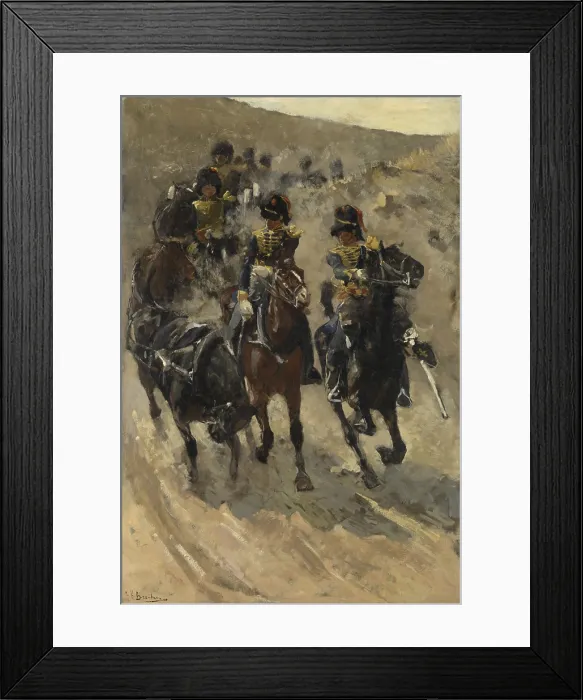 Framed Print : The Yellow Riders, by George Hendrik Breitner, 1885-86, Dutch painting, oil on canvas. They were an elite mounted artillery corps (BSLOC_2016_2_205) Framed Print : The Yellow Riders, by George Hendrik Breitner, 1885-86, Dutch painting, oil on canvas. They were an elite mounted artillery corps (BSLOC_2016_2_205)