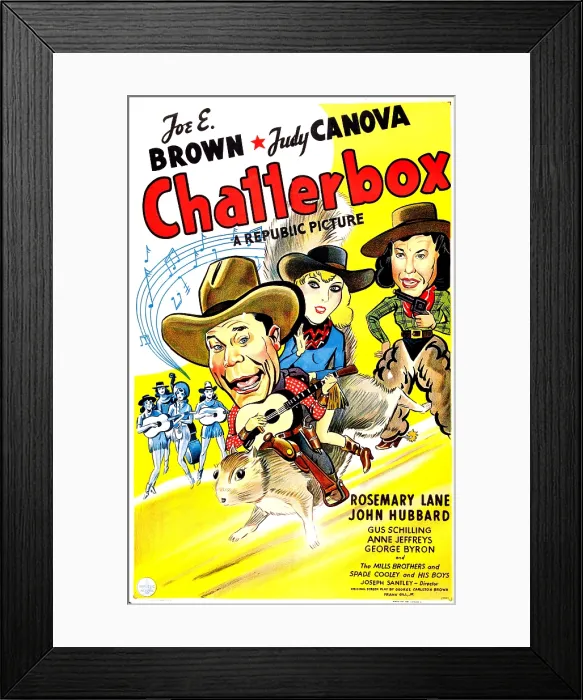 Framed Print : CHATTERBOX, US poster, from left: Joe E. Brown, Rosemary Lane, Judy Canova, 1946