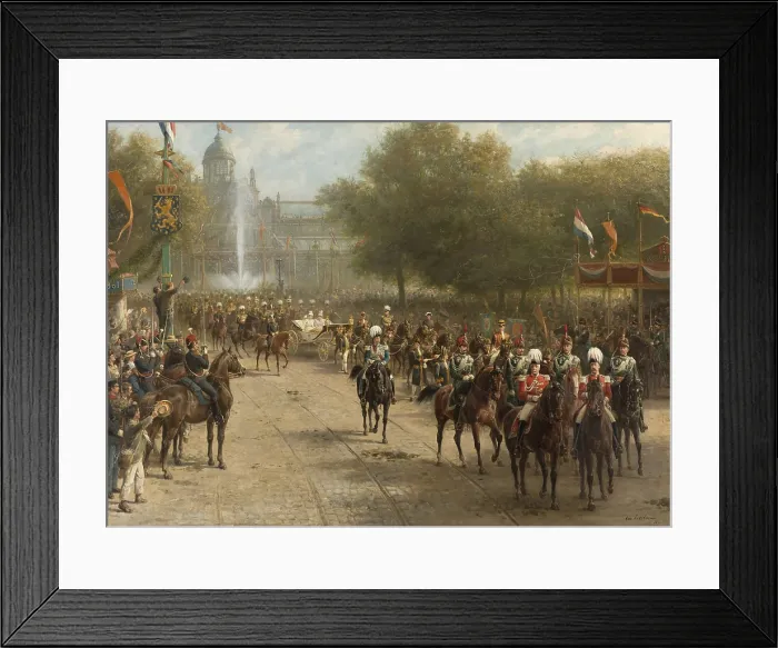 Framed Print : Frederiksplein in Amsterdam during the Arrival of Queen Wilhelmina, Sept. 5, 1898, by Otto Eerelman, 1898-1900, Dutch painting, oil on canvas