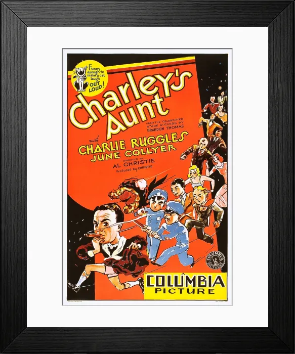 Framed Print : CHARLEY'S AUNT, Charles Ruggles on poster art, 1930