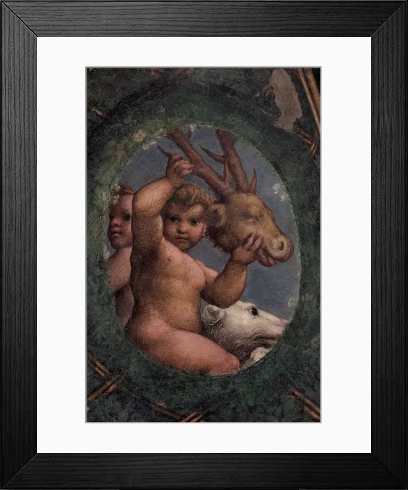 Framed Print : Allegri Antonio known as Correggio, Frescoes in the Camera della Badessa at the Convent of St Paolo in Parma, 1519, 16th Century, fresco, Italy, Emilia Romagna, Parma
