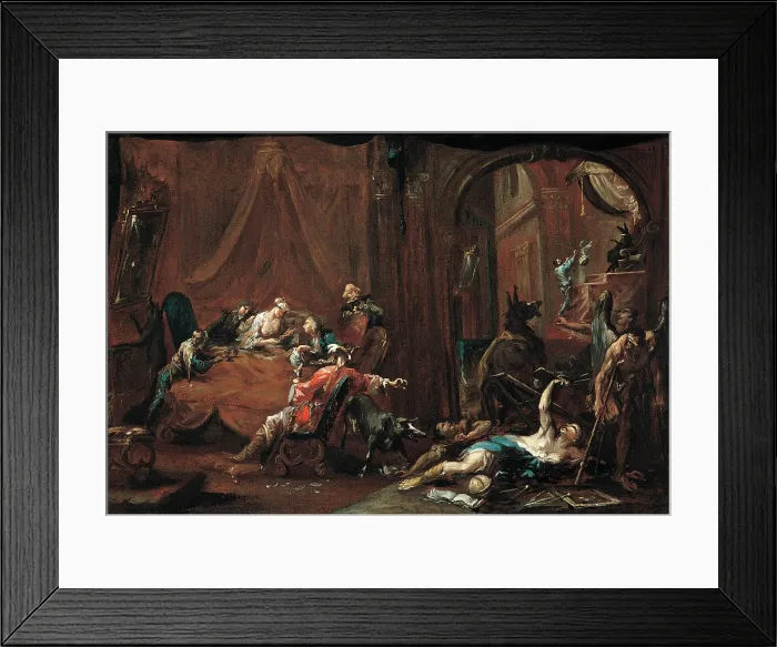 Framed Print : Magnasco Alessandro know as il Lissandrino, Dissipation and Ignorance Destroy the Arts and Sciences, 18th Century, oil on canvas