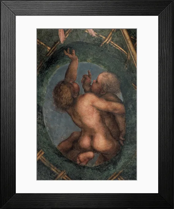 Framed Print : Allegri Antonio known as Correggio, Frescoes in the Camera della Badessa at the Convent of St Paolo in Parma, 1519, 16th Century, fresco, Italy, Emilia Romagna, Parma
