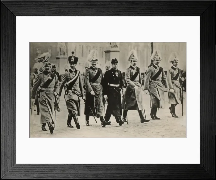 Framed Print : Kaiser Wilhelm II with his six sons, parading to the New Years Address, Berlin, 1914. All were born between 1882 and 1890