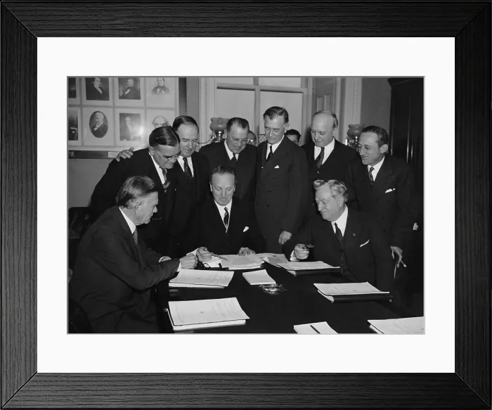 Framed Print : Senate Judiciary Committee considers FDR's request to pack the Supreme Court, 1937. Seated, L-R: William Borah; Henry Hurst, Chairman; and Pat McCarran Framed Print : Senate Judiciary Committee considers FDR's request to pack the Supreme Court, 1937. Seated, L-R: William Borah; Henry Hurst, Chairman; and Pat McCarran