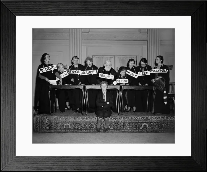 Framed Print : Gridiron Widows satirize U.S. Supreme Court, with a tableau in which the First Lady fills the next Supreme Court vacancy. Dec. 16, 1938
