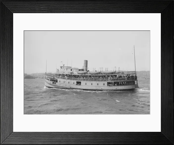 Framed Print : Immigrant ferry boat in New York Harbor