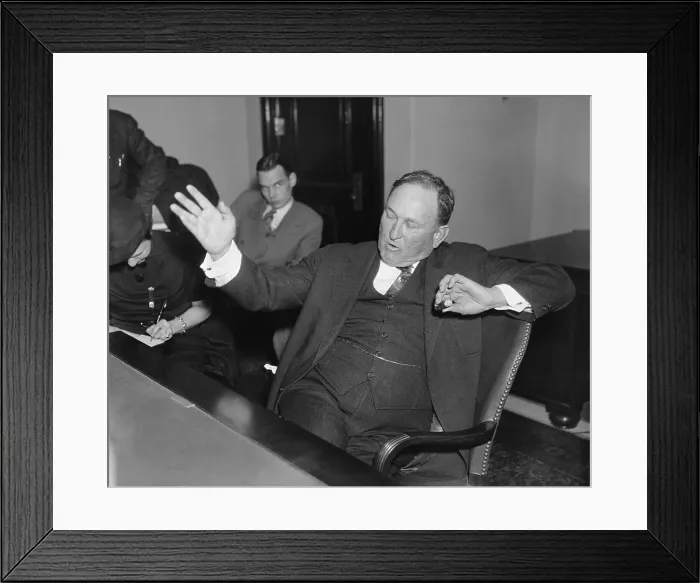Framed Print : Sen. Majority Leader Joe Robinson, insists Congress will regulate wages and hours even if it requires a Constitutional amendment. Jan. 2, 1937