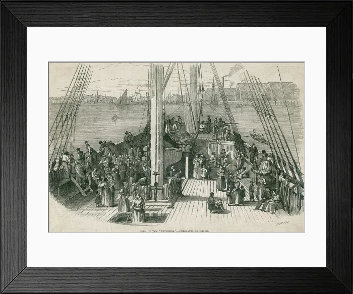 Framed Print : Deck of the immigrant ship Artesisia in a harbor in Europe or North America. Ca. 1855 Framed Print : Deck of the immigrant ship Artesisia in a harbor in Europe or North America. Ca. 1855