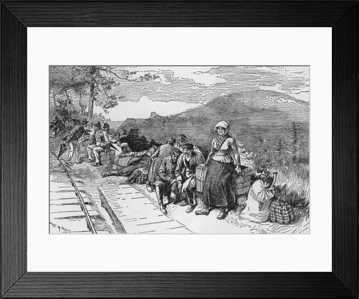 Framed Print : Newly arrived Slavic immigrants recruited to work in Pennsylvania coal mines wait for their train. After the U.S