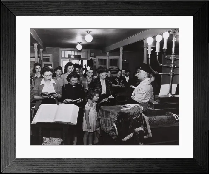 Framed Print : Wives and families of Jewish American GIs attend services in a New York City synagogue on West Twenty-third Street, on D-Day, June 6, 1944