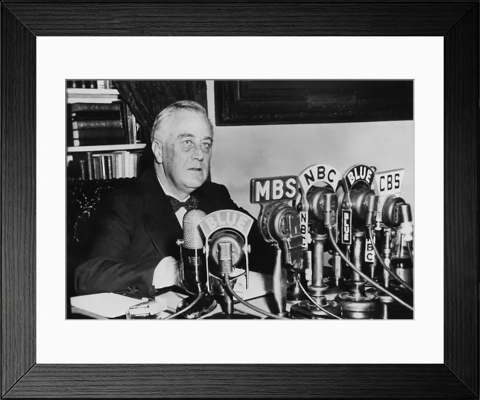 Framed Print : Franklin Roosevelt delivered his 1944 State of the Union address via a Fireside Chat Framed Print : Franklin Roosevelt delivered his 1944 State of the Union address via a Fireside Chat