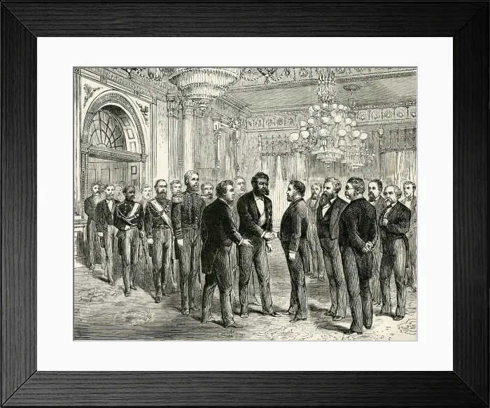 Framed Print : Hawaiian King Kalakaua greeted by President Grant in the Blue Room of the White House