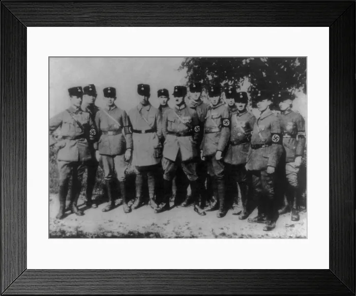Framed Print : Nazi Party Headquarters Guard from which the SS was developed. At center is their leader, Julius Schreck, 1922. (BSLOC_2013_9_152)