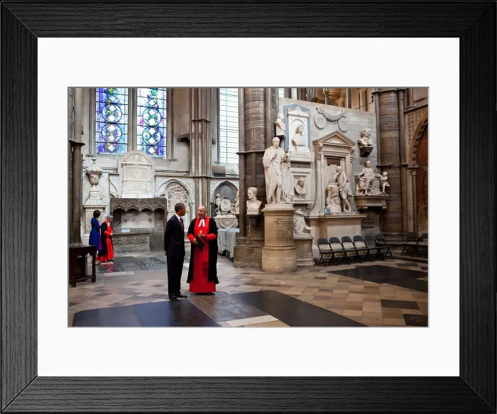 Framed Print : President Barack Obama and First Lady Michelle Obama visit Poets Corner. Westminster Abbey in London, England, May 24, 2011. (BSLOC_2015_3_219)