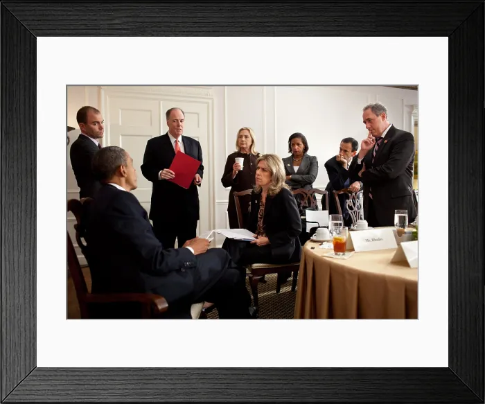 Framed Print : President Barack Obama meets with advisors before a meeting with PM David Cameron of Britain. Waldorf Astoria Hotel in New York, N.Y. Sept. 21, 2011 Framed Print : President Barack Obama meets with advisors before a meeting with PM David Cameron of Britain. Waldorf Astoria Hotel in New York, N.Y. Sept. 21, 2011