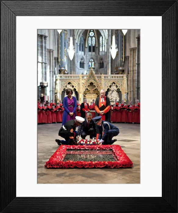 Framed Print : President Barack Obama, lays a wreath at the Grave of the Unknown Warrior at Westminster Abbey. London, England, May 24, 2011. (BSLOC_2015_3_218)