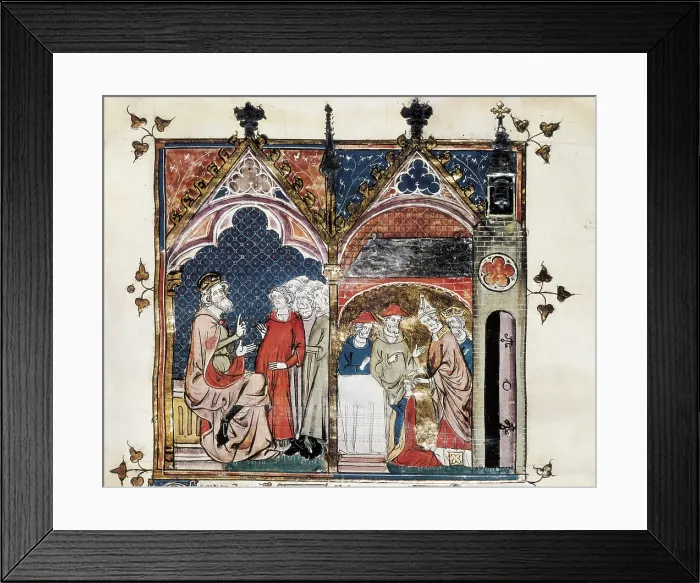 Framed Print : Charlemagne's Last Will and Coronation of Louis the Pious. Charlemagne's last will and coronation of Louis the Pious (15th c.). Gothic art. Miniature Painting. BELGIUM Framed Print : Charlemagne's Last Will and Coronation of Louis the Pious. Charlemagne's last will and coronation of Louis the Pious (15th c.). Gothic art. Miniature Painting. BELGIUM