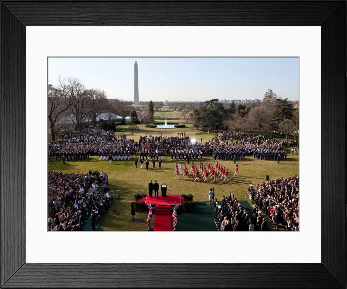 Framed Print : U.S. Army Fife and Drum Corps during an Arrival Ceremony on the South Lawn, White House