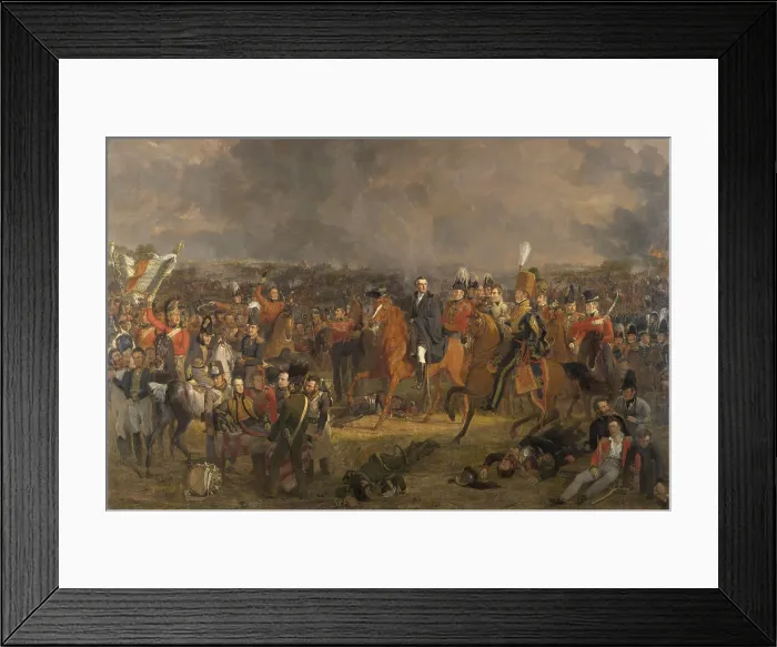 Framed Print : The Battle of Waterloo, by Jan Willem Pieneman, 1824, Dutch painting, oil on canvas. Duke of Wellington receiving the message that Prussian forces are coming to his aid Framed Print : The Battle of Waterloo, by Jan Willem Pieneman, 1824, Dutch painting, oil on canvas. Duke of Wellington receiving the message that Prussian forces are coming to his aid