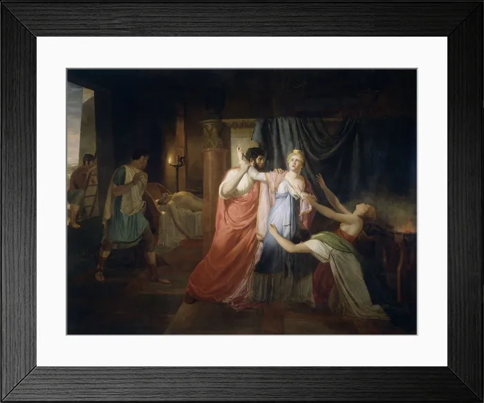 Framed Print : Proculeius Preventing Cleopatra from Stabbing Herself, by Joannes Echarius Carolus Alberti, 1810, Dutch painting, oil on canvas Framed Print : Proculeius Preventing Cleopatra from Stabbing Herself, by Joannes Echarius Carolus Alberti, 1810, Dutch painting, oil on canvas