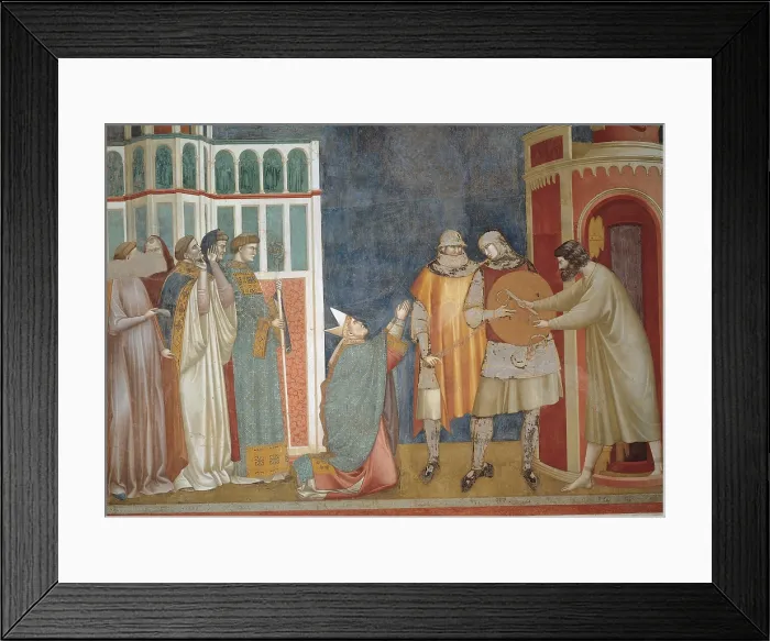 Framed Print : Stories of St Francis The Liberation from Prison of Pietro of Assisi the Heretic, by Giotto, 1300 - 1300, 14th Century, fresco, cm 270 x 230 - Italy, Umbria, Perugia, Assisi Framed Print : Stories of St Francis The Liberation from Prison of Pietro of Assisi the Heretic, by Giotto, 1300 - 1300, 14th Century, fresco, cm 270 x 230 - Italy, Umbria, Perugia, Assisi