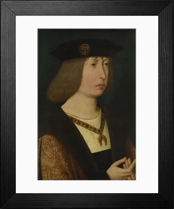 Framed Print : Portrait of Philip the Fair, Duke of Burgundy, by Anonymous artist, c. 1500, Netherlandish painting, oil on panel