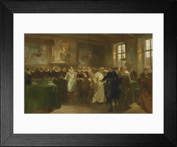 Framed Print : Prince Maurits Receiving a Russian Delegation in 1614, by Charles Rochussen, 1874, Dutch painting, oil on canvas (BSLOC_2016_2_248)
