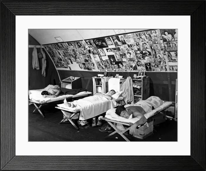 Framed Print : Sailors stationed on Guadalcanal, during their free time. By August 1944, when this photo was taken, Guadalcanal was a major U.S. base. (BSLOC_2013-12_161)