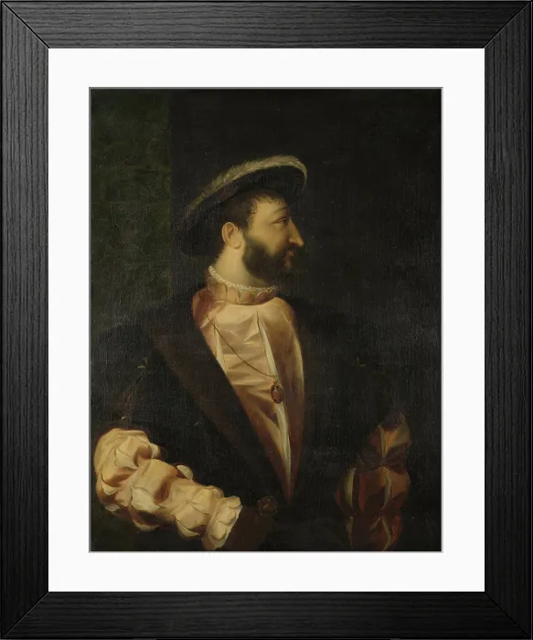 Framed Print : Portrait of Francis I, King of France, by Benjamin Wolff, 1809, German-Dutch painting, oil on canvas. Wolff's portrait is a copy after Titian (BSLOC_2016_2_247)