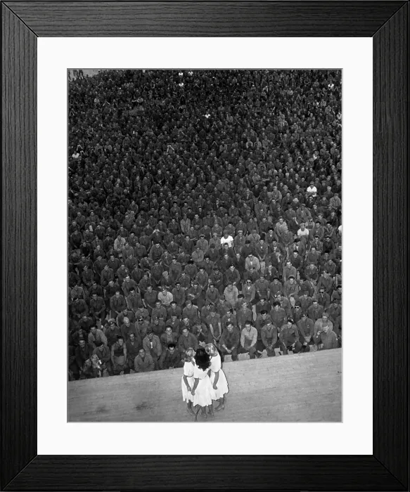 Framed Print : 10, 000 GI's were entertained by the Copacabana All Girl Review, on Aug. 29, 1945. Glenn Miller Theater, near Marseilles, Frances. (BSLOC_2013-12_146)