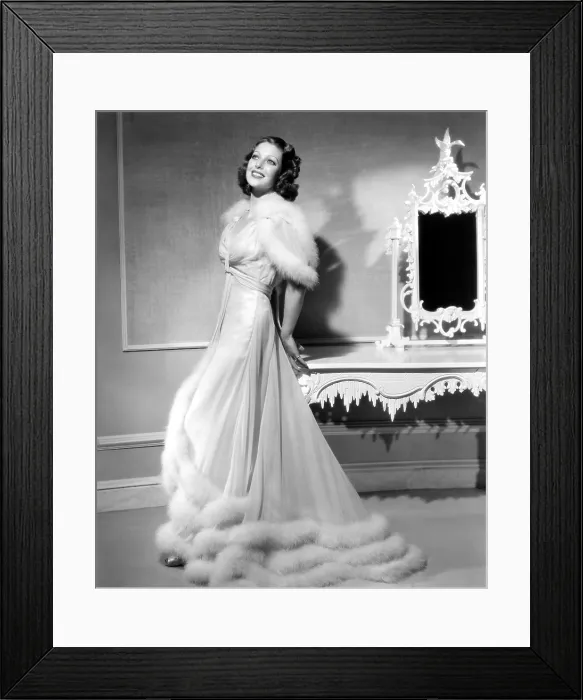 Framed Print : WIFE, DOCTOR AND NURSE, Loretta Young, in a coral-peach chiffon negligee trimmed in maribou, by Gwen Wakeling, 1937 Framed Print : WIFE, DOCTOR AND NURSE, Loretta Young, in a coral-peach chiffon negligee trimmed in maribou, by Gwen Wakeling, 1937