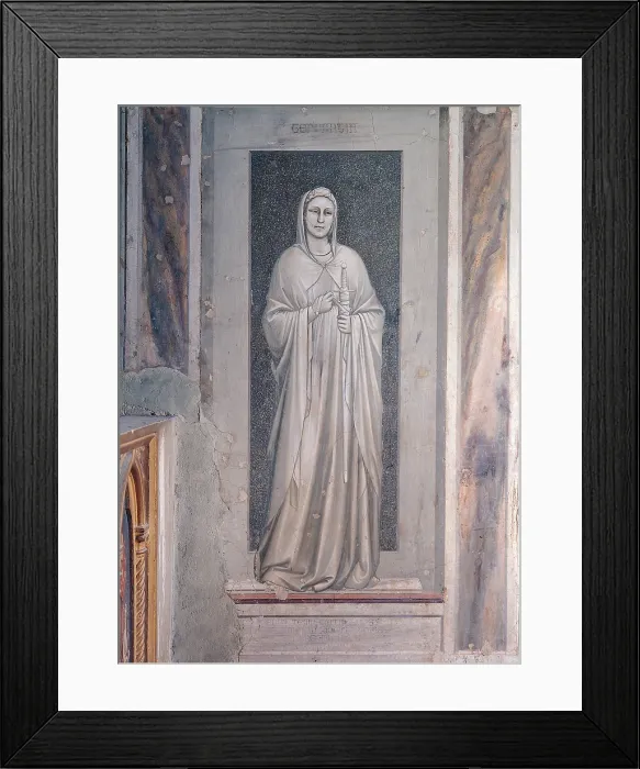 Framed Print : Allegories of Virtues and Vices, by Giotto, 1304 - 1306 about, 14th Century, fresco, cm 120 x 60 - Italy, Veneto, Padua, Scrovegni Chapel