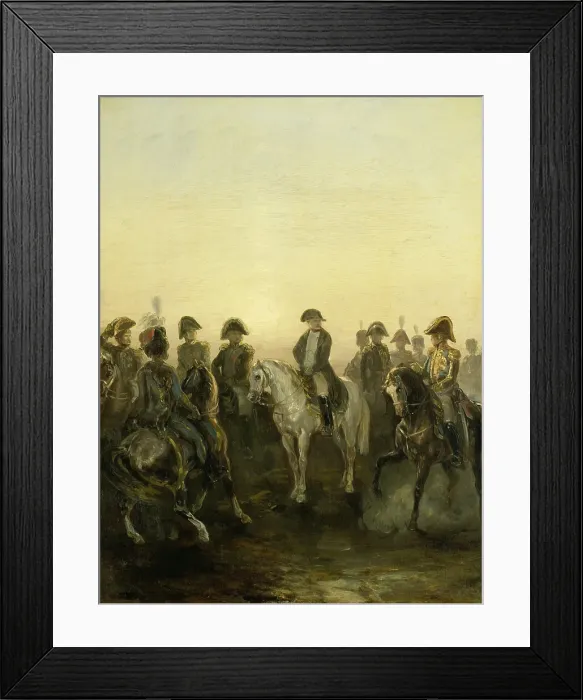 Framed Print : Napoleon with his Staff, Charles Rochussen, c. 1840-50, Dutch painting, oil on panel. Napoleon I on horseback surrounded by his generals (BSLOC_2016_2_215)